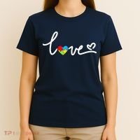 LOVE Puzzle Pieces Heart Autism Awareness Gifts T-Shirt thumb 4