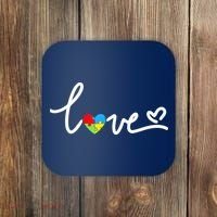 LOVE Puzzle Pieces Heart Autism Awareness Gifts Coaster thumb 0