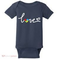 LOVE Puzzle Pieces Heart Autism Awareness Gifts Baby Bodysuit thumb 0