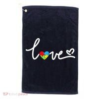LOVE Puzzle Pieces Heart Autism Awareness Gifts Golf Towel thumb 0