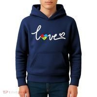 LOVE Puzzle Pieces Heart Autism Awareness Gifts Kids Hoodie thumb 4