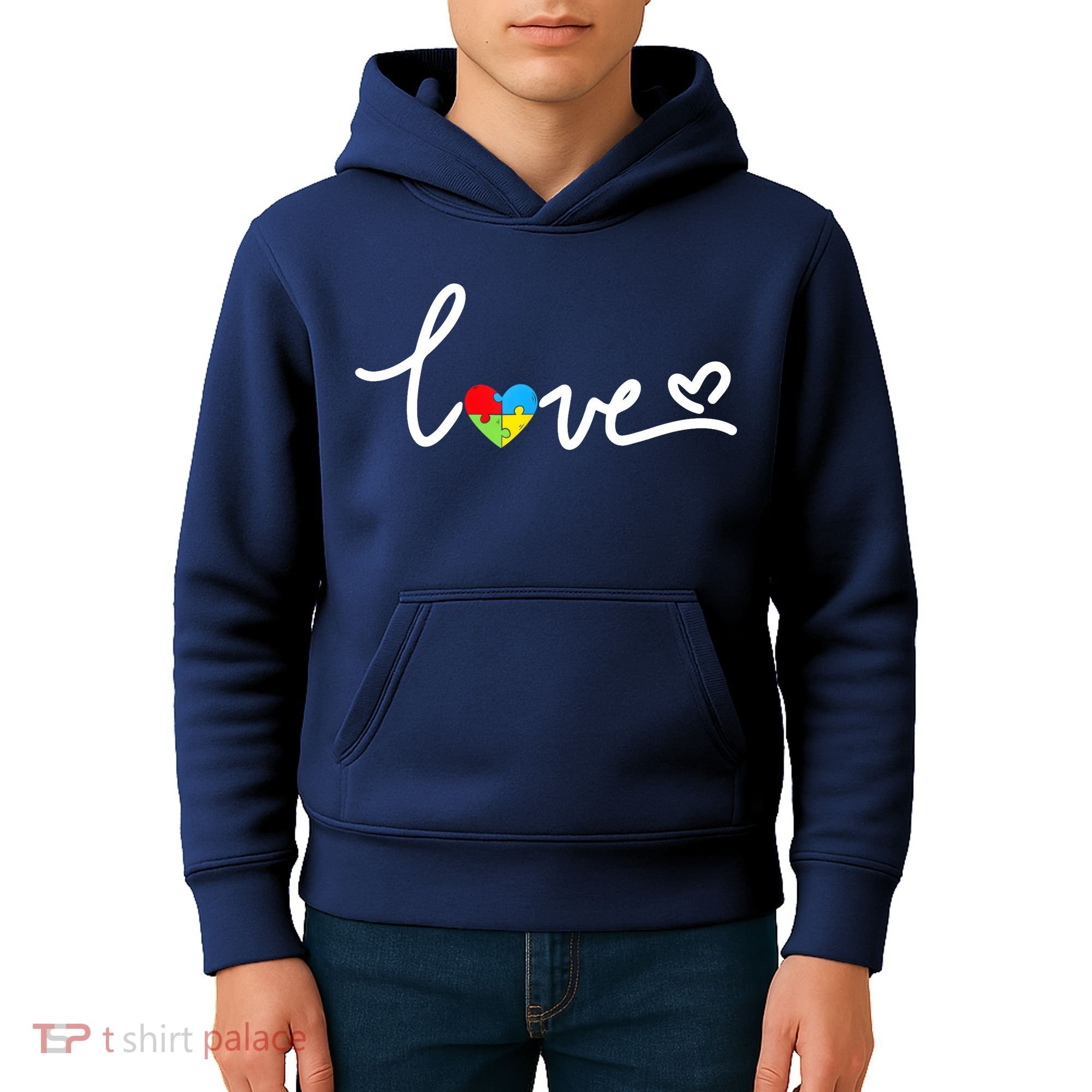 LOVE Puzzle Pieces Heart Autism Awareness Gifts Kids Hoodie