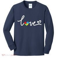 LOVE Puzzle Pieces Heart Autism Awareness Gifts Kids Long Sleeve Shirt thumb 0