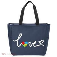 LOVE Puzzle Pieces Heart Autism Awareness Gifts Tote Bag thumb 0