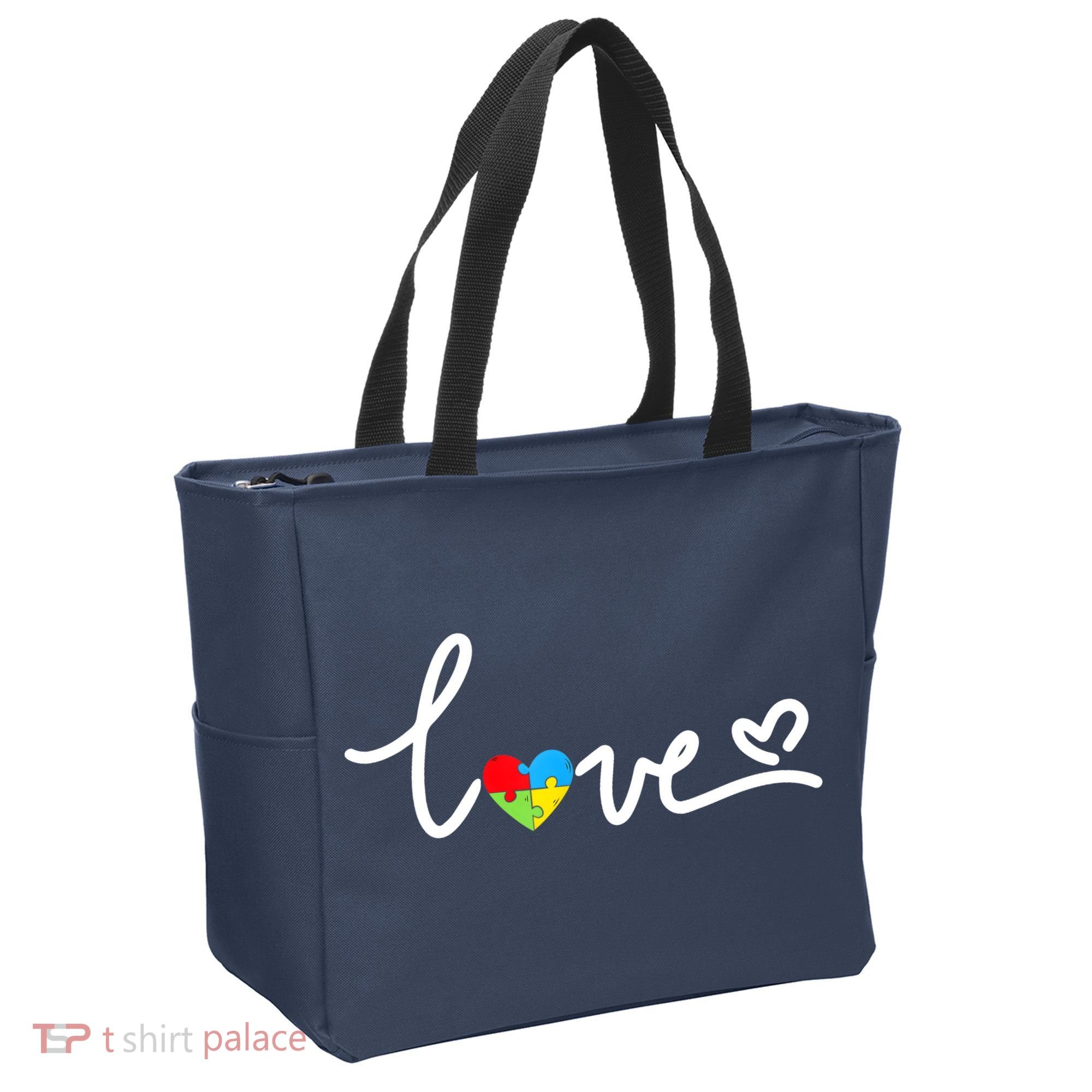LOVE Puzzle Pieces Heart Autism Awareness Gifts Tote Bag