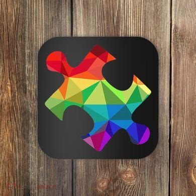 Low Poly Puzzles Autism Awareness Women Coaster