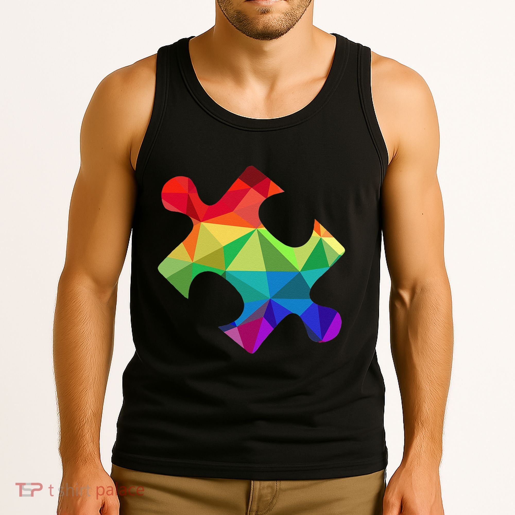Low Poly Puzzles Autism Awareness Women Tank Top