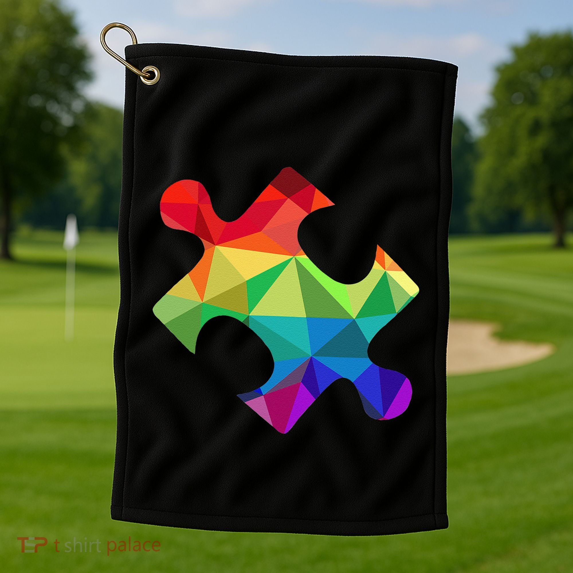Low Poly Puzzles Autism Awareness Women Golf Towel