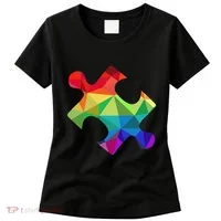 Low Poly Puzzles Autism Awareness Women Women's T-Shirt thumb 0