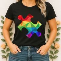 Low Poly Puzzles Autism Awareness Women Women's T-Shirt thumb 2