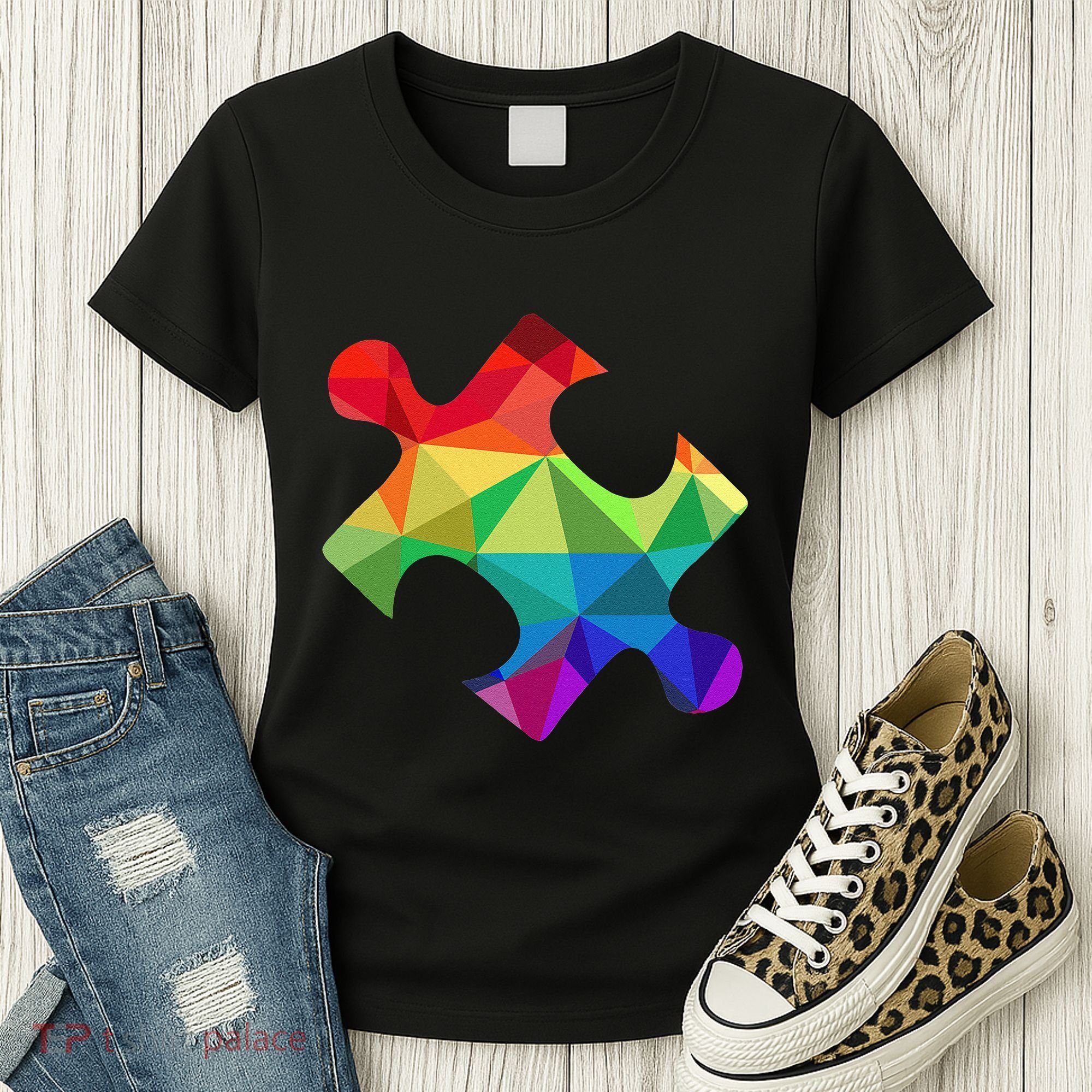 Low Poly Puzzles Autism Awareness Women Women's T-Shirt