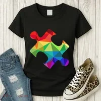 Low Poly Puzzles Autism Awareness Women Women's T-Shirt thumb 3