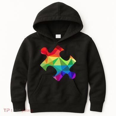 Low Poly Puzzles Autism Awareness Women Kids Hoodie