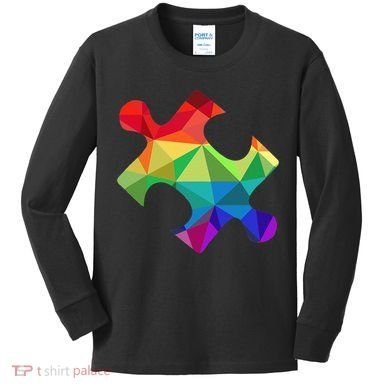 Low Poly Puzzles Autism Awareness Women Kids Long Sleeve Shirt