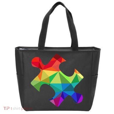 Low Poly Puzzles Autism Awareness Women Tote Bag