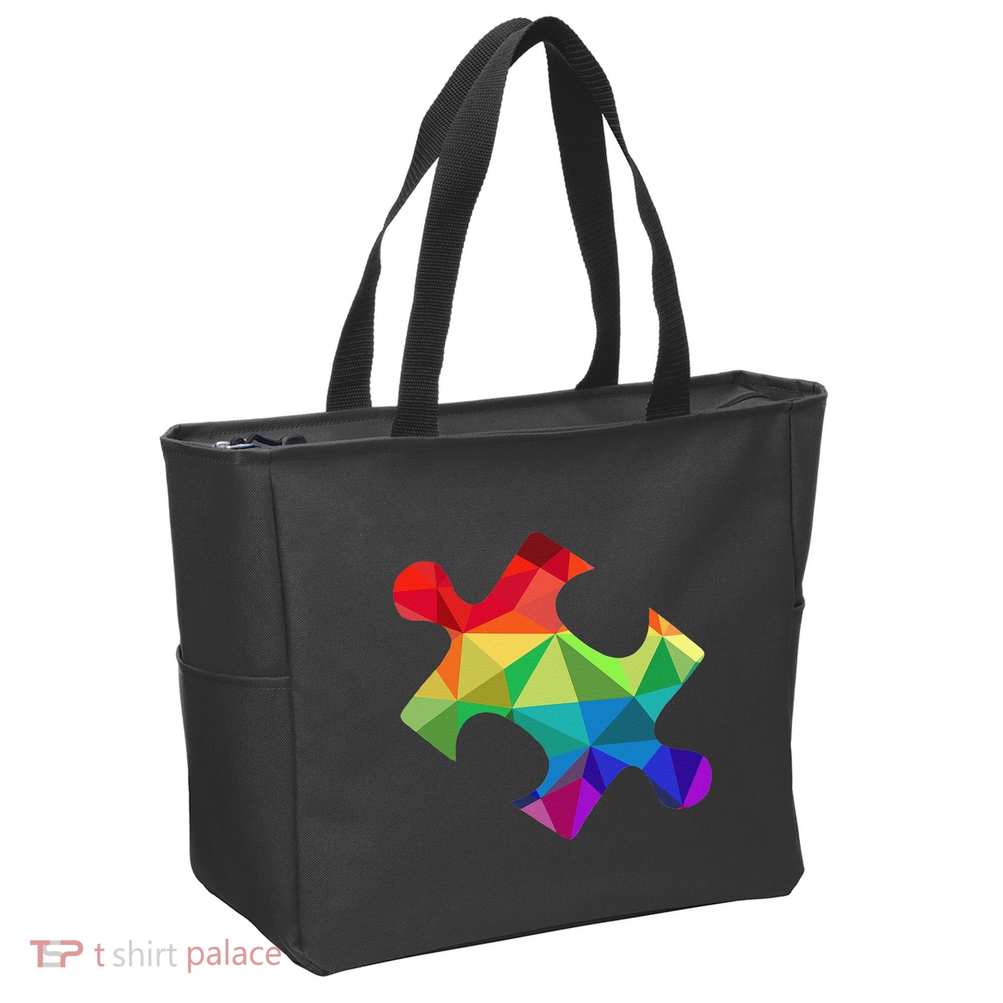 Low Poly Puzzles Autism Awareness Women Tote Bag