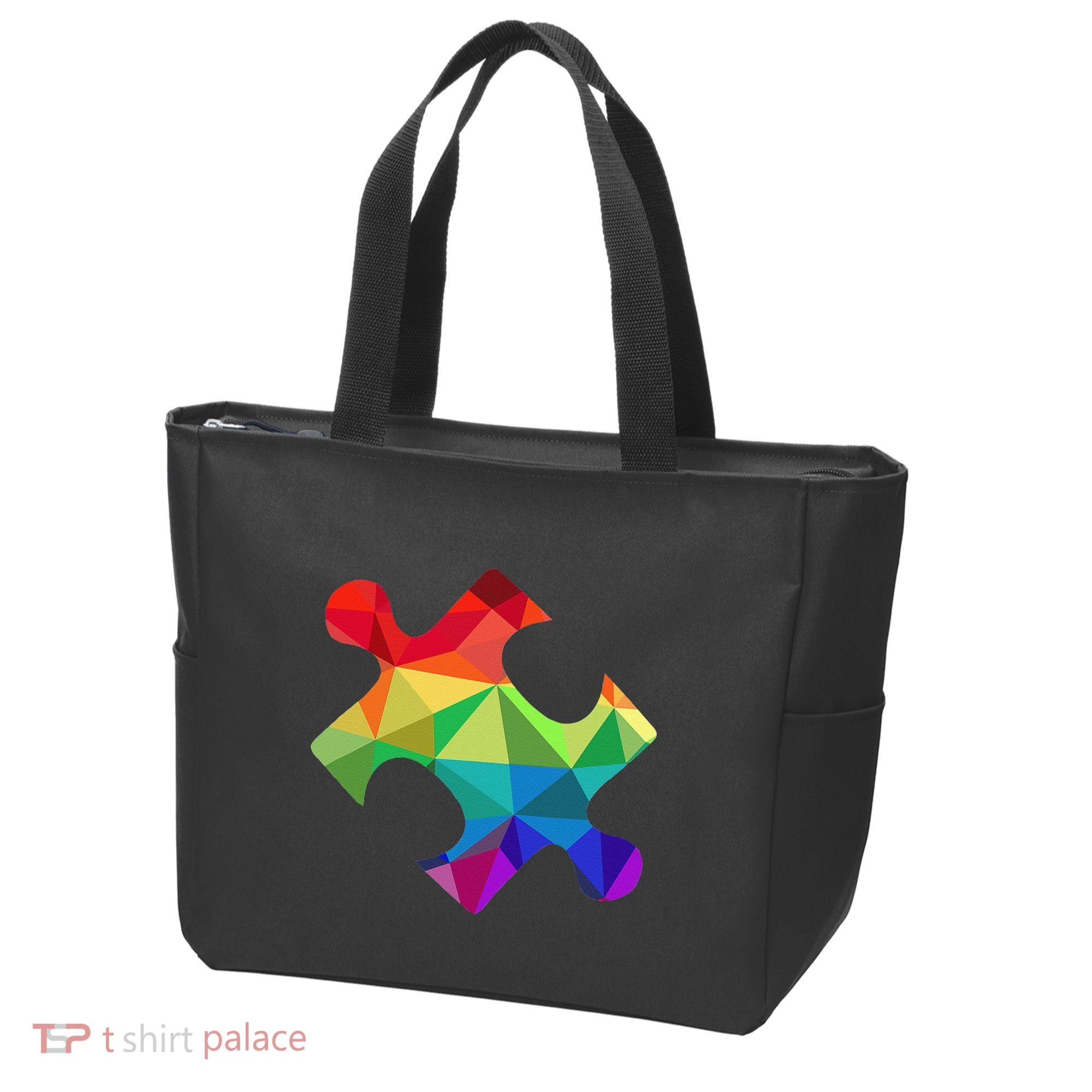 Low Poly Puzzles Autism Awareness Women Tote Bag