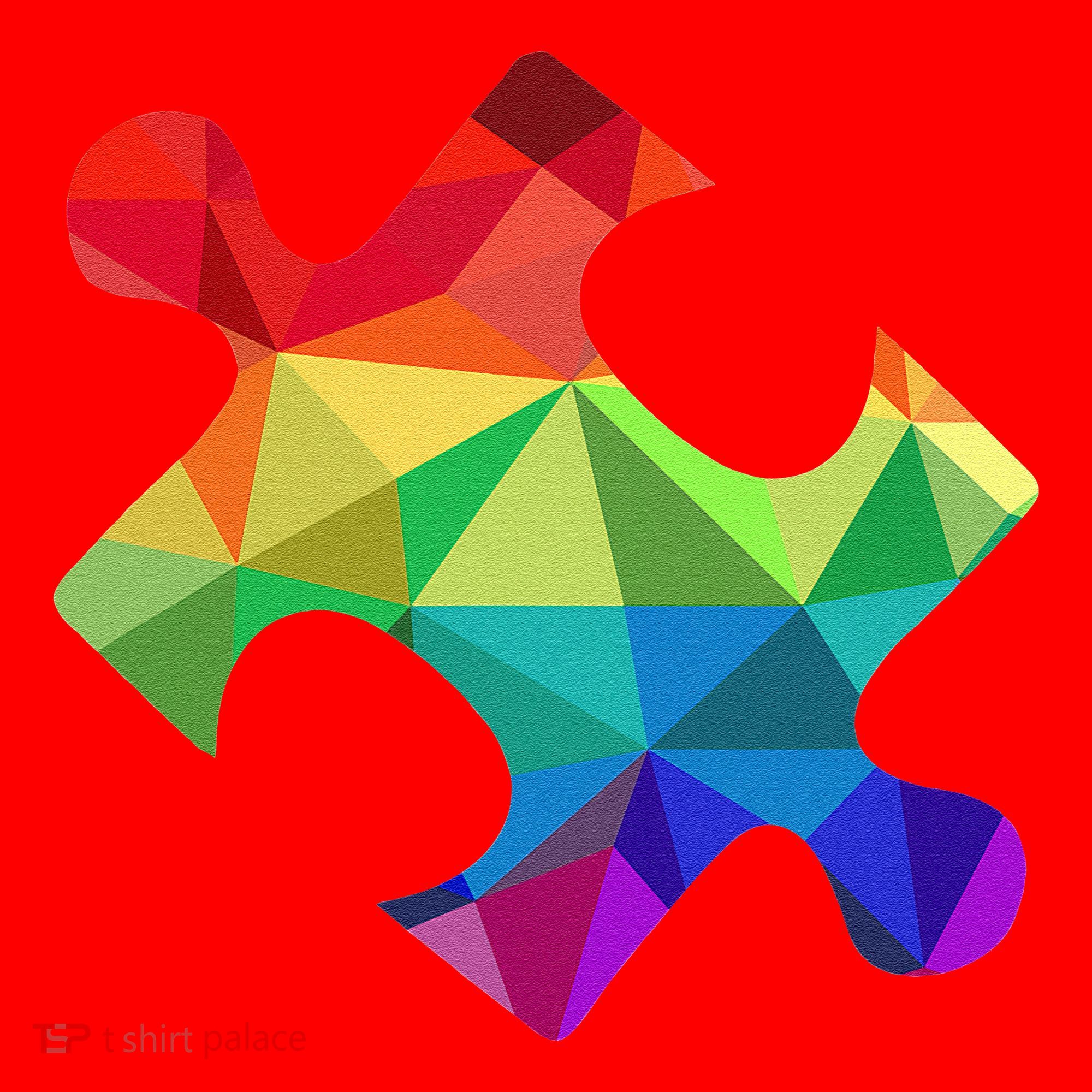 Low Poly Puzzles Autism Awareness Women Santa Hat