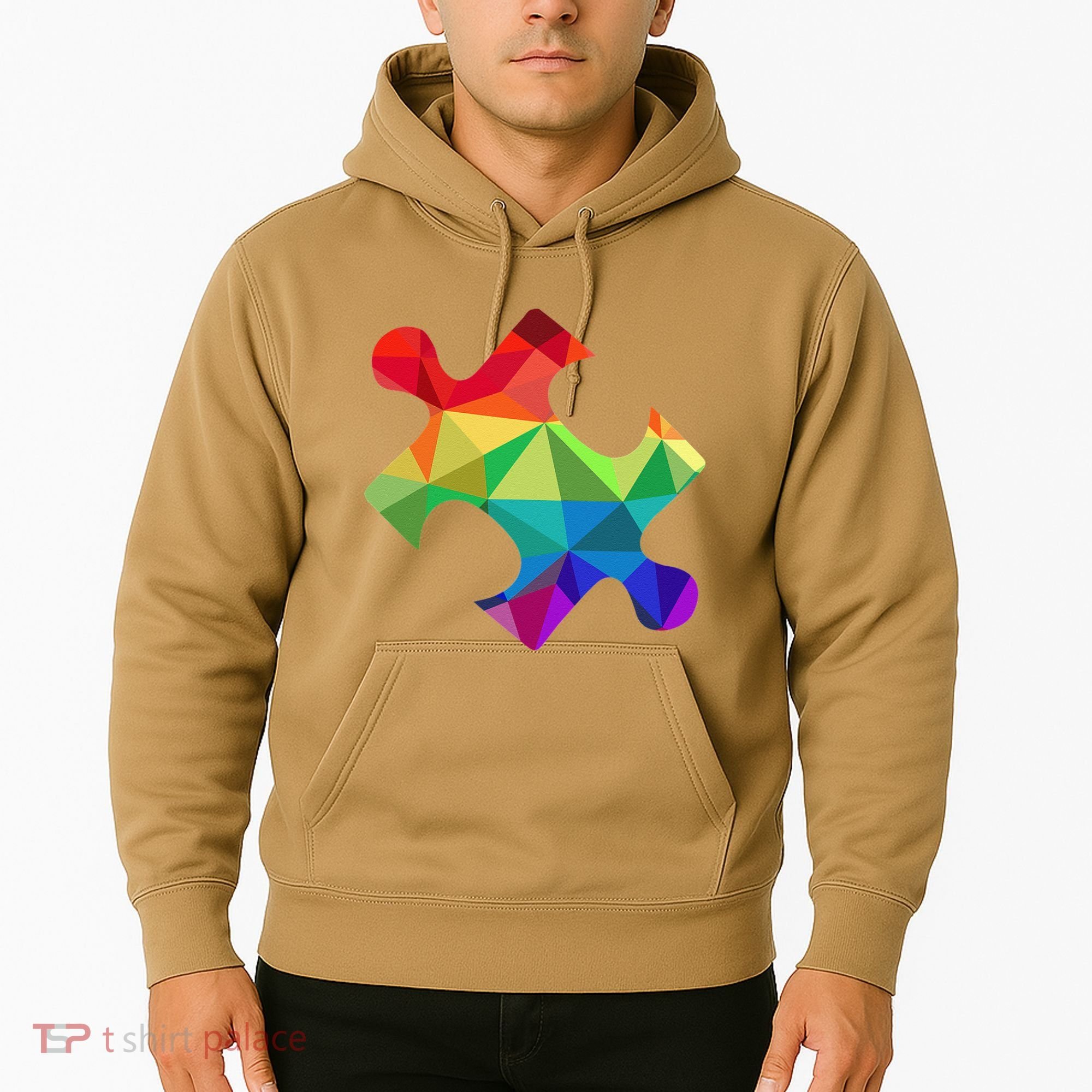 Low Poly Puzzles Autism Awareness Women Hoodie