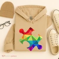 Low Poly Puzzles Autism Awareness Women Hoodie thumb 4