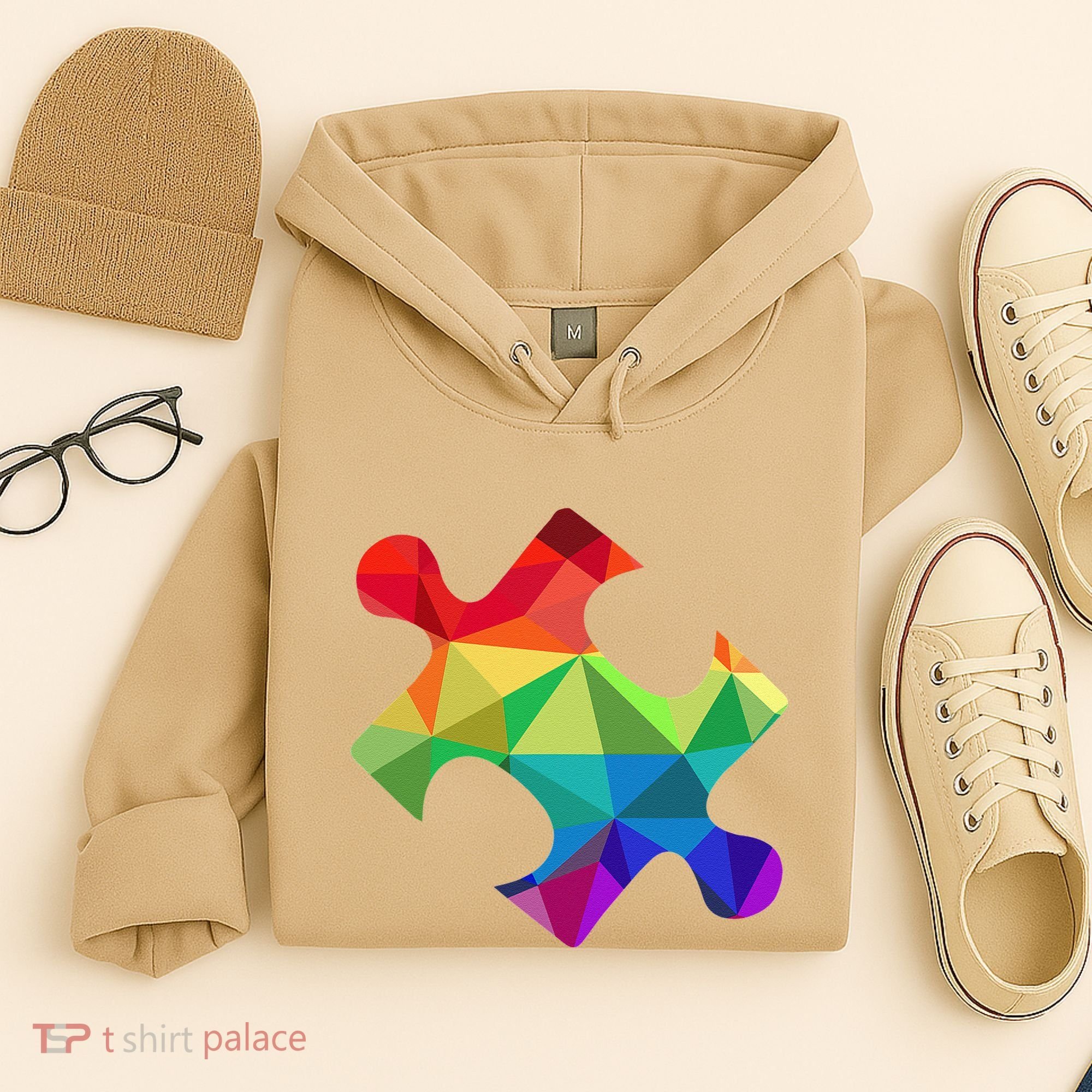 Low Poly Puzzles Autism Awareness Women Hoodie