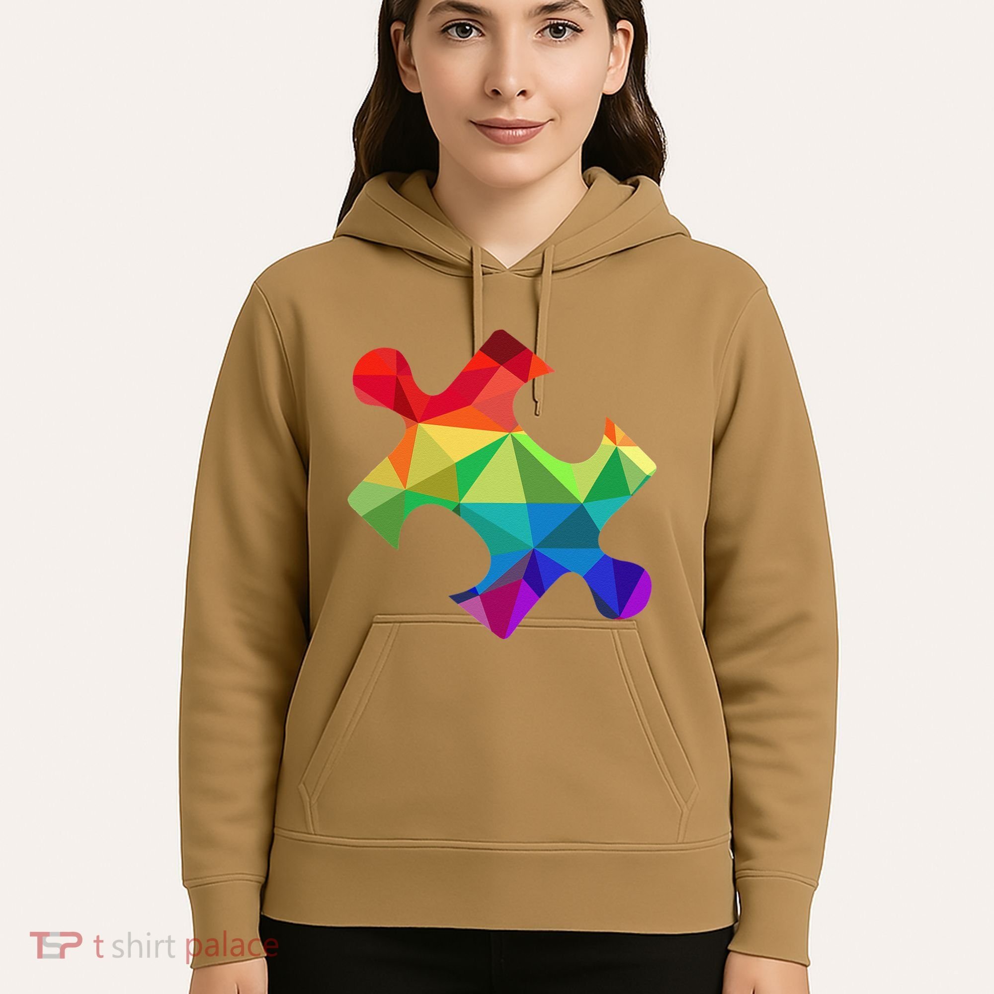 Low Poly Puzzles Autism Awareness Women Hoodie