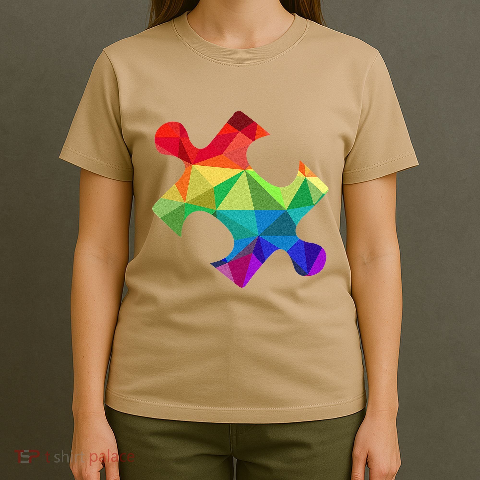 Low Poly Puzzles Autism Awareness Women T-Shirt