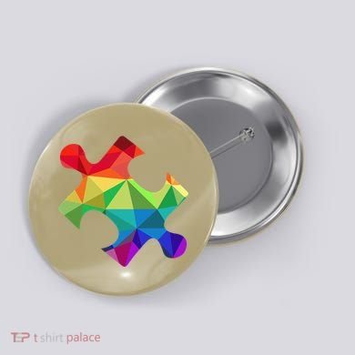 Low Poly Puzzles Autism Awareness Women Button