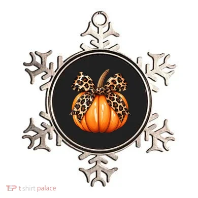 Leopard Print Pumpkin Bow Fall Harvest Decor Autumn Ornament
