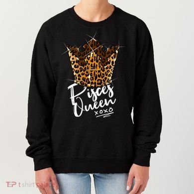 Leopard Pisces Queen Zodiac Sign With Leopard Pattern Crown Gift Women's Sweatshirt