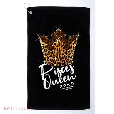 Leopard Pisces Queen Zodiac Sign With Leopard Pattern Crown Gift Golf Towel