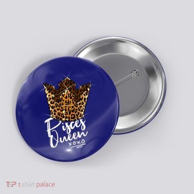 Leopard Pisces Queen Zodiac Sign With Leopard Pattern Crown Gift Button