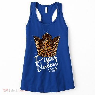 Leopard Pisces Queen Zodiac Sign With Leopard Pattern Crown Gift Women's Tank Top