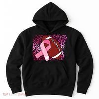 Leopard Pink Ribbon Breast Cancer Football Hoodie thumb 0