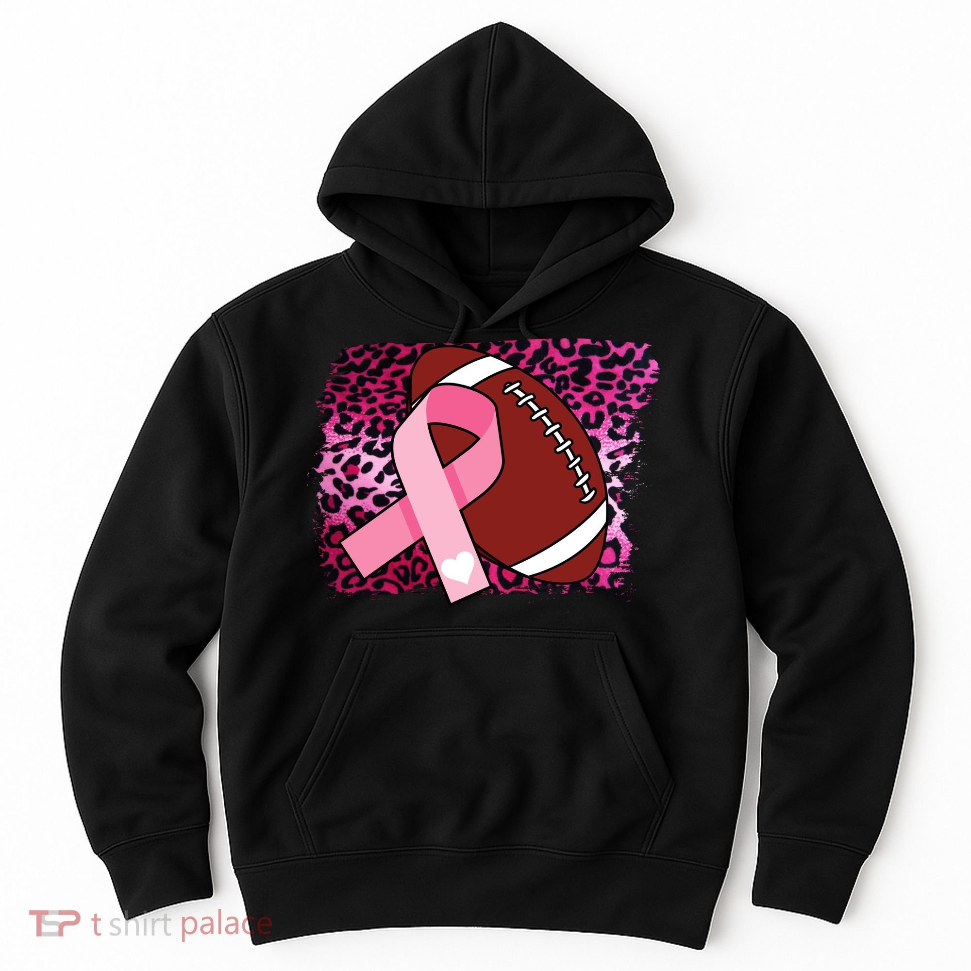 Leopard Pink Ribbon Breast Cancer Football Hoodie