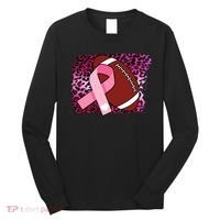 Leopard Pink Ribbon Breast Cancer Football Long Sleeve Shirt thumb 0