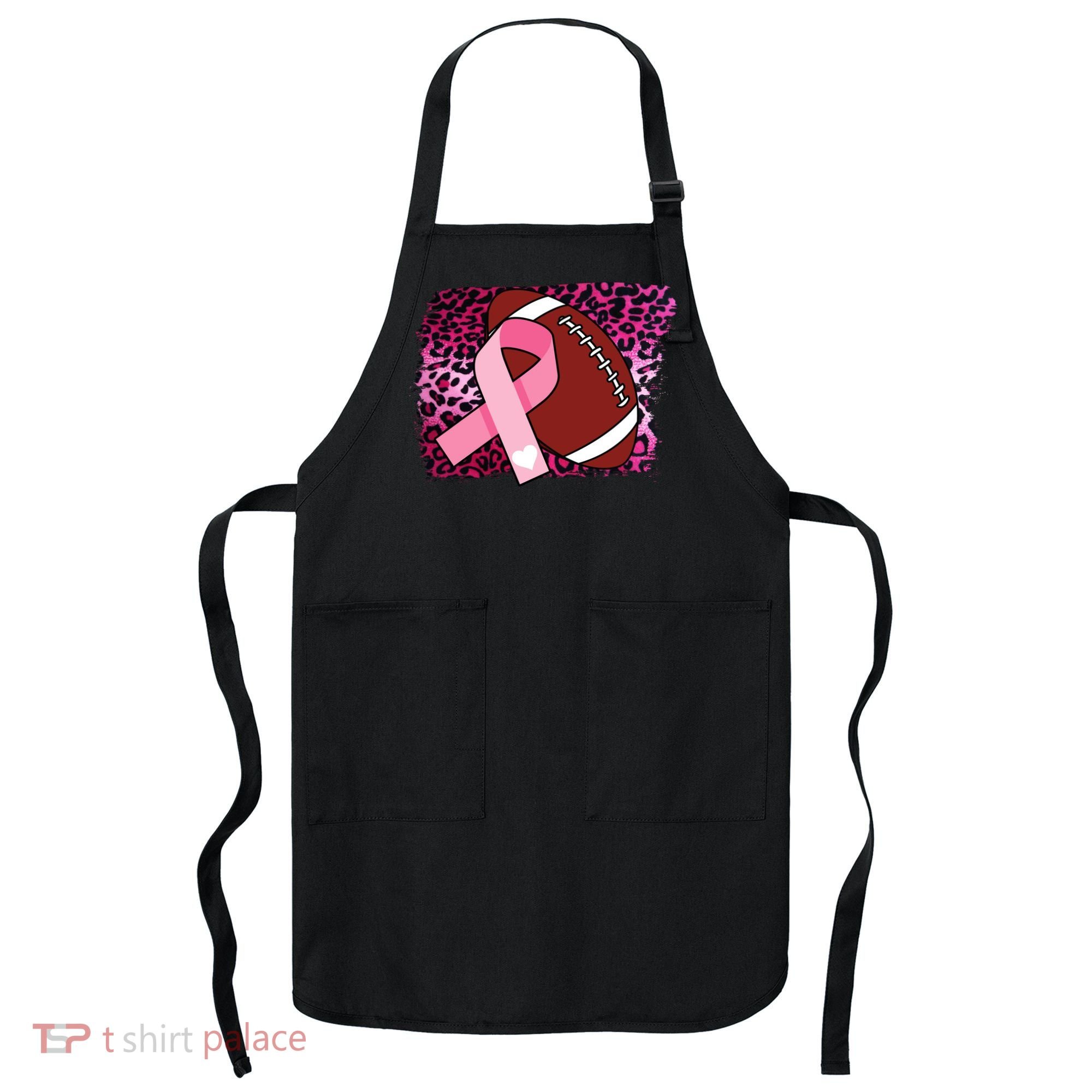 Leopard Pink Ribbon Breast Cancer Football Apron
