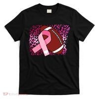 Leopard Pink Ribbon Breast Cancer Football T-Shirt thumb 0