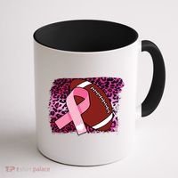 Leopard Pink Ribbon Breast Cancer Football Coffee Mug thumb 1