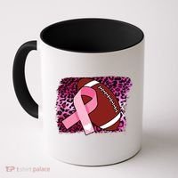 Leopard Pink Ribbon Breast Cancer Football Coffee Mug thumb 0