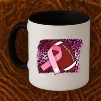 Leopard Pink Ribbon Breast Cancer Football Coffee Mug thumb 2