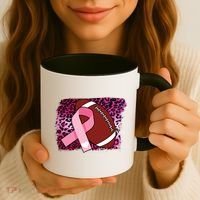 Leopard Pink Ribbon Breast Cancer Football Coffee Mug thumb 3