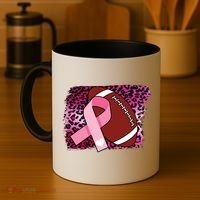 Leopard Pink Ribbon Breast Cancer Football Coffee Mug thumb 4