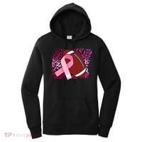 Leopard Pink Ribbon Breast Cancer Football Women's Hoodie thumb 0