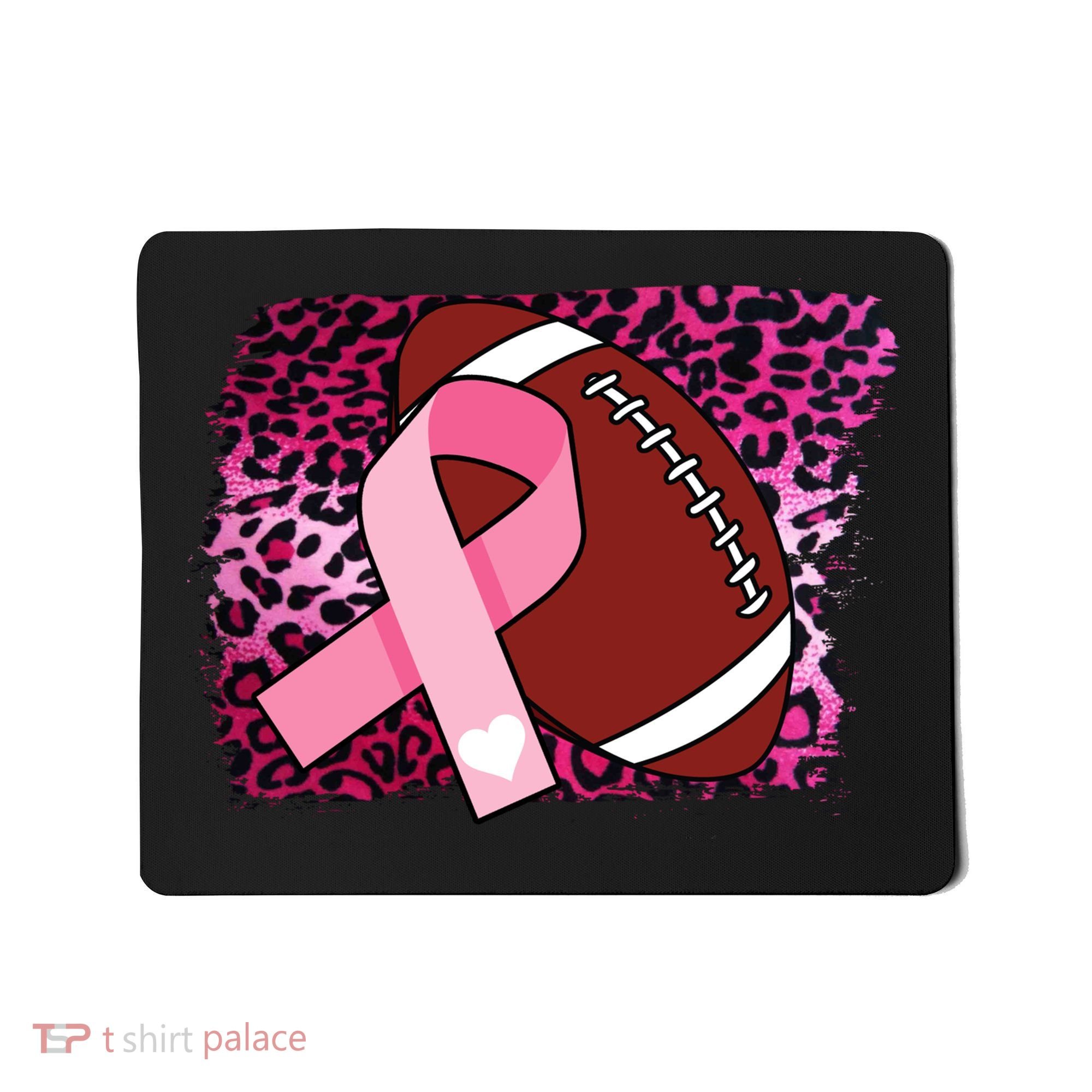 Leopard Pink Ribbon Breast Cancer Football Mousepad