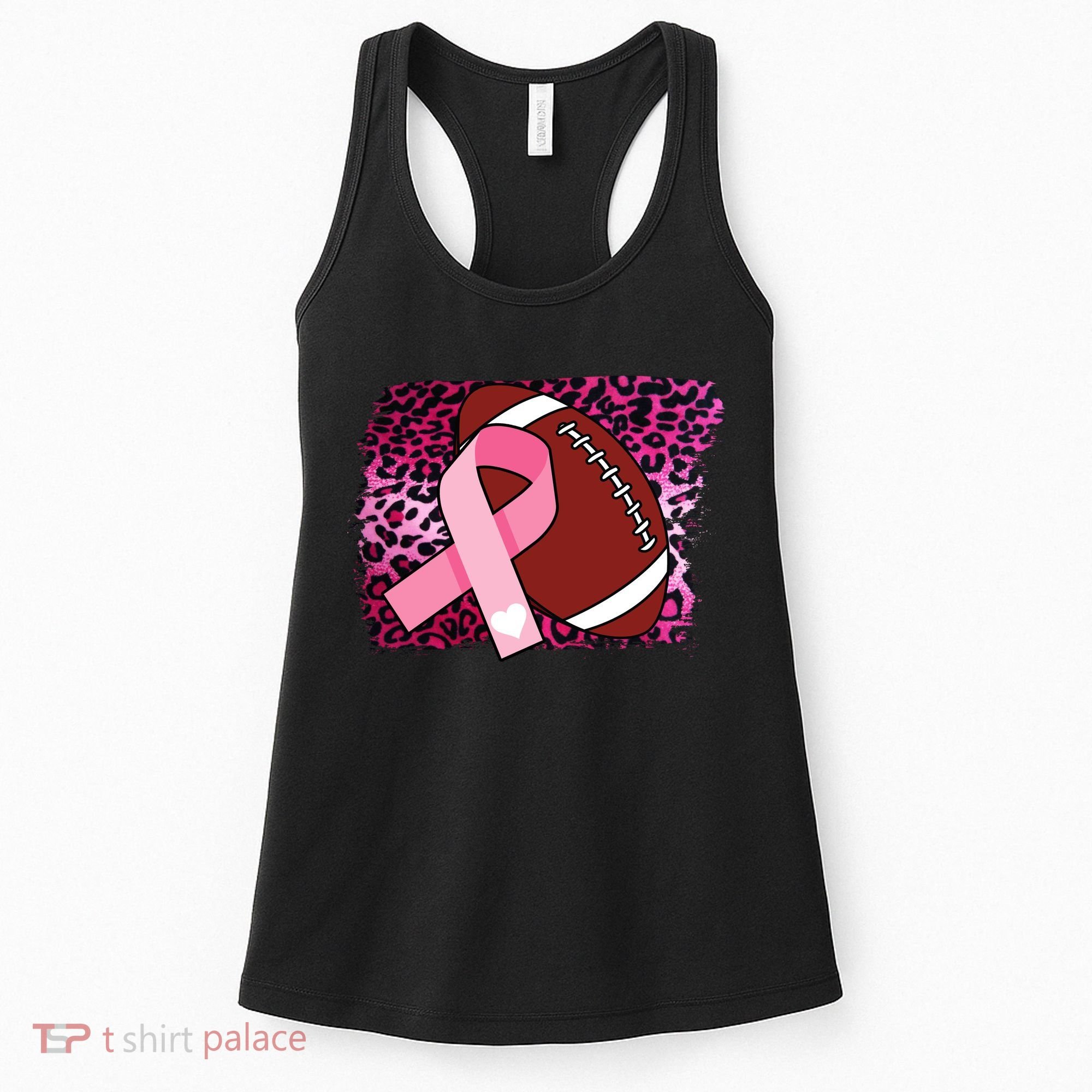Leopard Pink Ribbon Breast Cancer Football Women's Tank Top