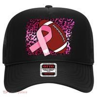 Leopard Pink Ribbon Breast Cancer Football Hat thumb 0