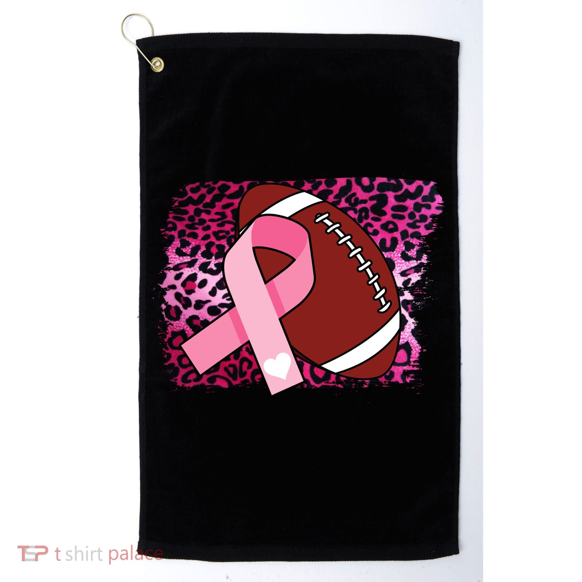Leopard Pink Ribbon Breast Cancer Football Golf Towel