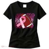 Leopard Pink Ribbon Breast Cancer Football Women's T-Shirt thumb 0