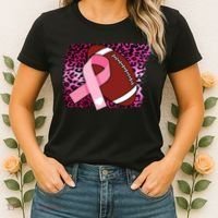 Leopard Pink Ribbon Breast Cancer Football Women's T-Shirt thumb 2